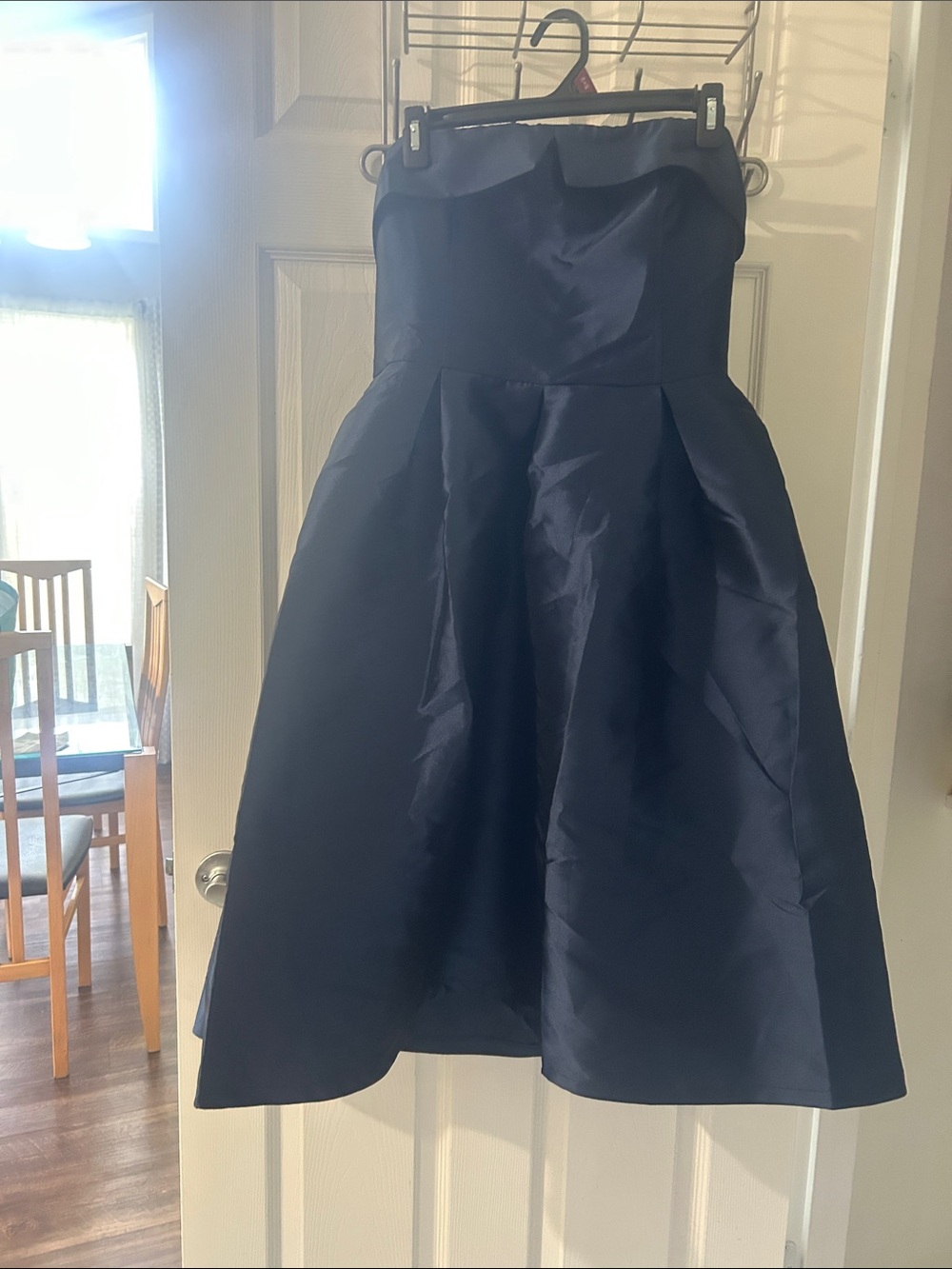 Strapless Navy A-Line Prom Dress